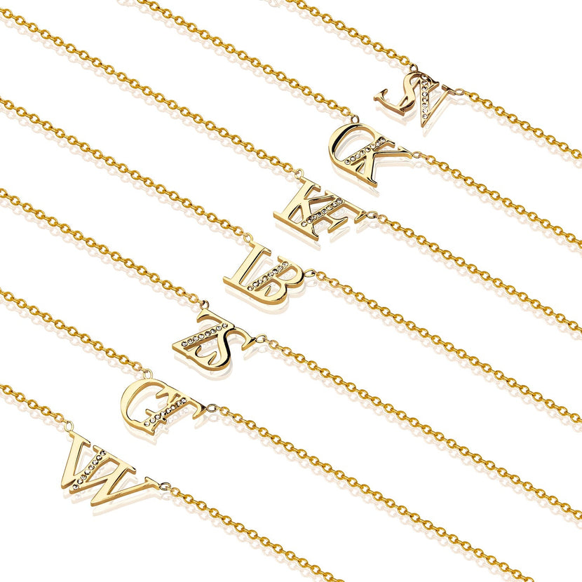 Double Initial Crystal Bracelet (Gold)