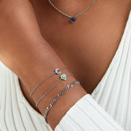 Mini Heart Birthstone Bracelet (Silver)
