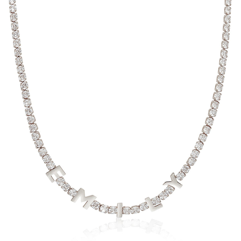 Custom Name Tennis Necklace (Silver)