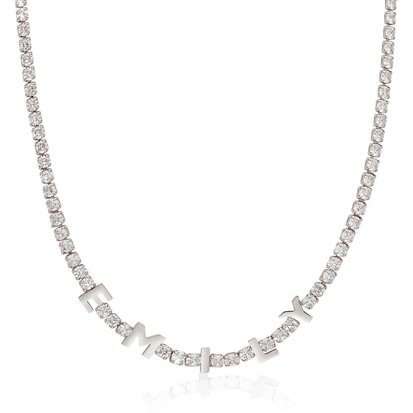 Custom Name Tennis Necklace (Silver)