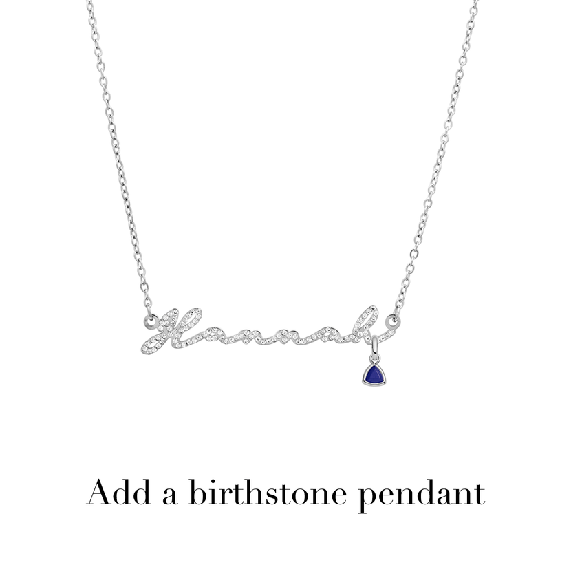 Crystal Signature Name Necklace (Silver)