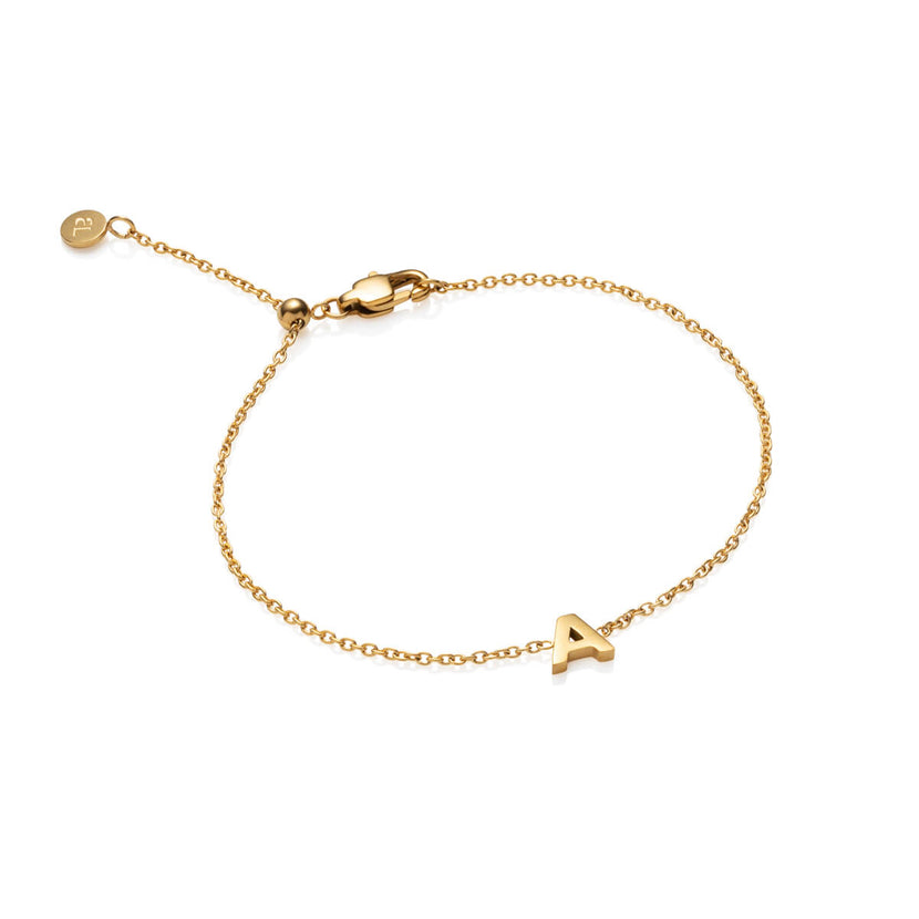 Birthstone & Made Mine Letter Bracelet (Gold)