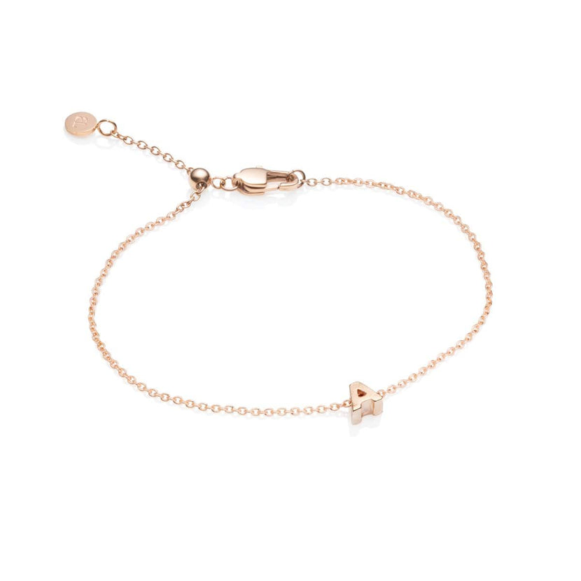 Birthstone & Made Mine Letter Bracelet (Rose Gold)