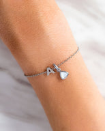 Birthstone & Made Mine Letter Bracelet (Silver)