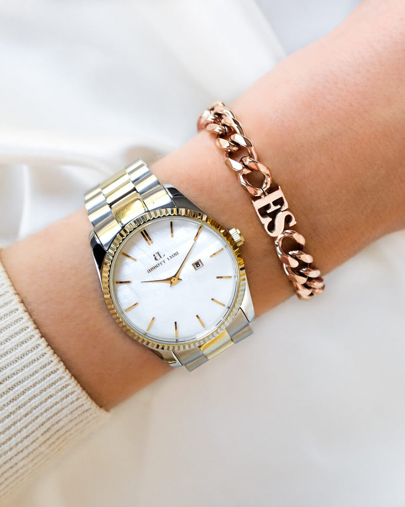 Initial Curb Bracelet (Rose Gold)
