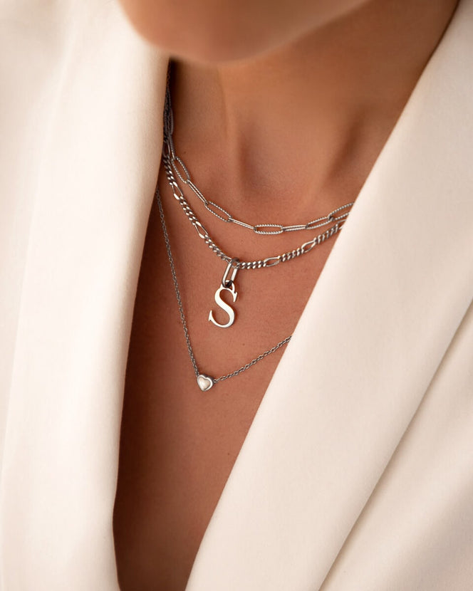 Mini Heart Birthstone Necklace (Silver)