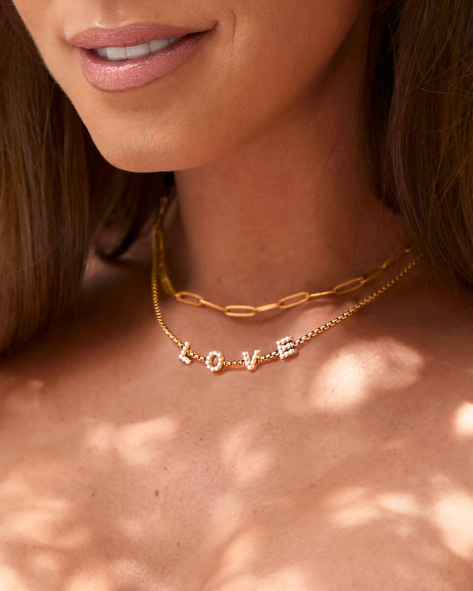 Pearl Custom Name Necklace (Gold)