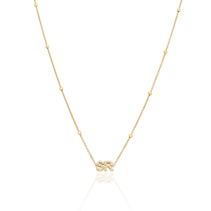 Pearl Initials Sphere Chain Necklace (Gold)